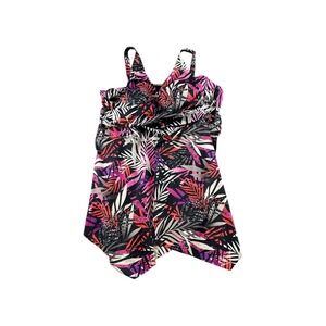 Swimsuits For‎ All Tropical Palm Handkerchief Tankini Top Pink Purple Black 26